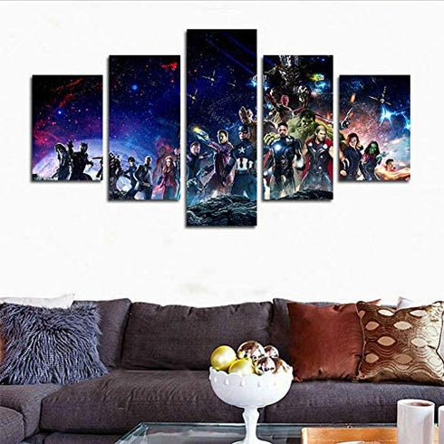 Orsit Prints 5 Pieces The Avengers Infinite War Canvas Painting Living Room Home Decoration Canvas Art Wall Poster (No Frame) 50inch x30 inch……