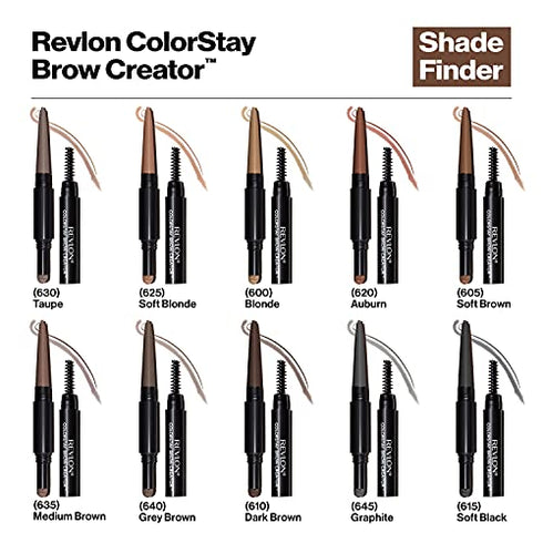 Eyebrow Pencil & Powder by Revlon, ColorStay Brow Creator 2-in-1 Eye Makeup with Spoolie, Longwearing with Precision Tip, 600 Blonde, 0.23 Oz