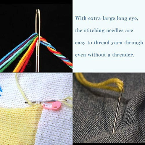 Loom Needle, Loom Hook Set, Colorful Knitting Loom Hook, Large-Eye Sewing Needles, Knitting Stitch Markers, Yarn Stitch Holders