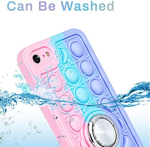 Joyleop Color Bubble Case for iPhone SE 2022/2020/7/8 Fidget Design Unique Silicone Cute Fun Cover Girly Fashion Girls Boys Kids Cases,Kawaii with Metal Ring Buckle for iPhone SE 2022/2020/7/8 4.7"