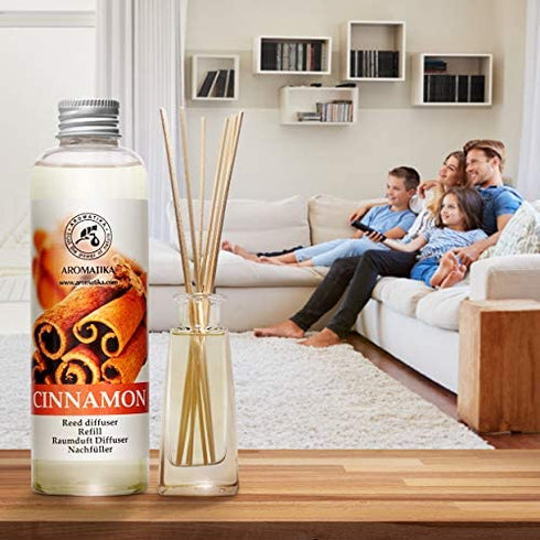 Cinnamon Reed Diffuser Refill with Natural Essential Cinnamon Oil 6.8 Fl Oz - Fresh & Long Lasting Fragrance - Reed Diffuser Oil Refill for Aromatherapy - Home - Fitness - Boutique