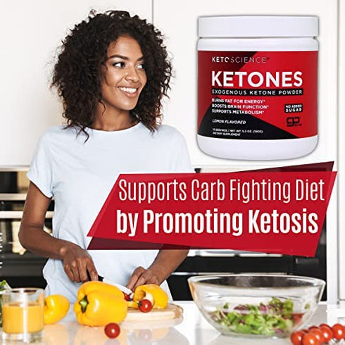 Keto Science Ketones Powder Dietary Supplement, Sugar-Free Lemon Drink Mix, Supports Carb-Fighting Diet & Weight Loss, Packaging May Vary, Green, 5.3 Oz
