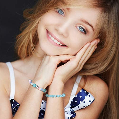 20 Pieces Girl Beaded Bracelets Cute Rainbow Bead Bracelets Colorful Bracelets Princess Bracelets Stretchy Bead Bracelets for Prince Birthday Present (Elegant Style)