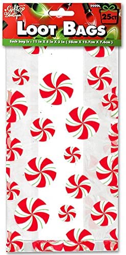 Christmas Gift Bags for Holiday Gifts - Cellophane Goodie Treat and Party Favor Bag with Twist Ties (150 Pack)