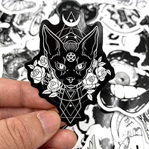 Gothic Stickers, 50 Pcs Goth Vinyl Sticker Pack, Waterproof Skeleton Stickers for Laptops, Water Bottles, Phone Case, Skull Stickers Decals for Teens and Adults