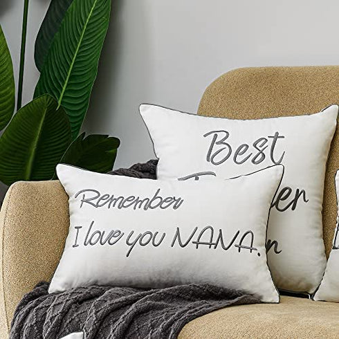 Sanmetex Nana Gifts from Grandkids, Nana Birthday Gifts, Nana Ideas with Remember I Love You Nana Quote Lumbar Pillow Cover 12x20 Inch.