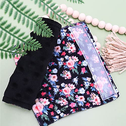Baby Car Seat Belt Covers for Boys and Girls, Car Seat Straps Shoulder Pads, Soft Car Seat Neck Cover, Minky Seat Belt Protectors for Car Seats, Floral Stroller Strap Cover for Baby Kids