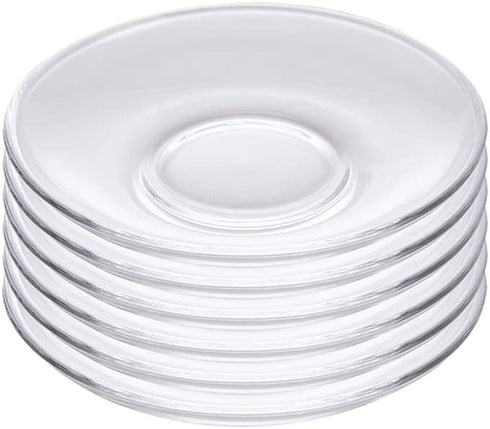 Sizikato 6pcs Clear Glass Snack Plate, Restaurant Dessert Plate, Tea Table Decoration Tea Bag Holder. 4 Inch