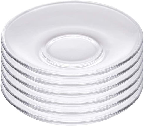 Sizikato 6pcs Clear Glass Snack Plate, Restaurant Dessert Plate, Tea Table Decoration Tea Bag Holder. 5 Inch