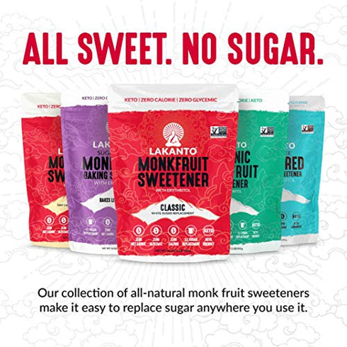Lakanto Golden Monk Fruit Sweetener with Erythritol - Raw Cane Sugar Substitute, Zero Calorie, Keto Diet Friendly, Zero Net Carbs, Baking, Extract, Sugar Replacement (Golden - 8.29 oz)