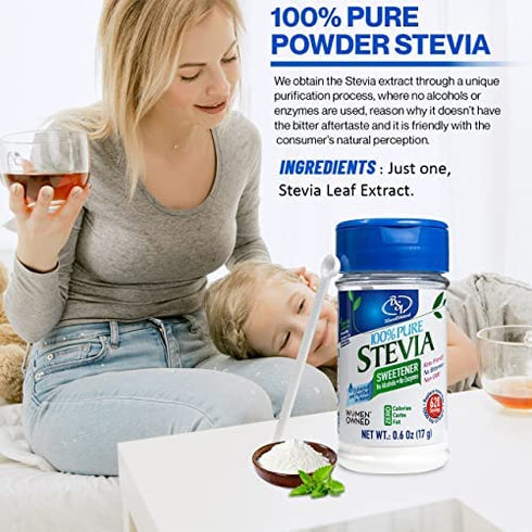 Stevia Powder 100% Pure, 0.6 Oz, No Artificial Sweetener, 620 Servings | Stevia Green Leaf Extract | Zero Calorie & Keto Friendly, Pure Stevia Powder