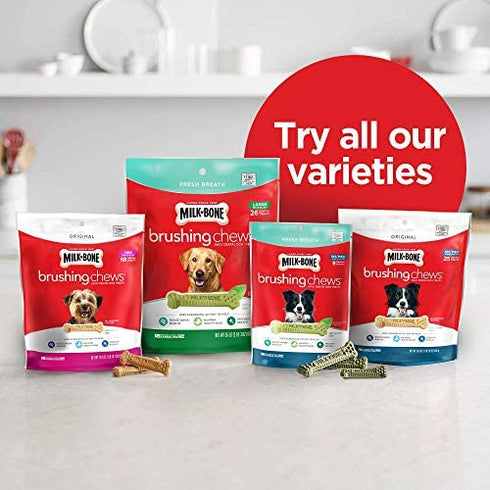Milk-Bone Brushing Chews Daily Dental Dog Treats, Small/Medium Treats, 7.1 Ounce Pouch
