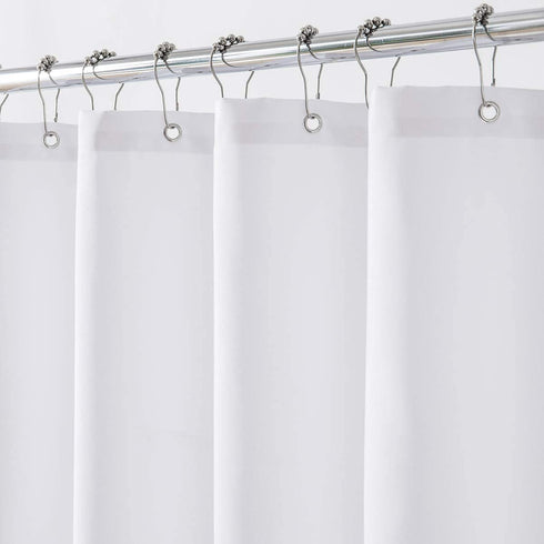 Felisa White Shower Curtain with Zig-zag Stripes of Ruffled Trim,Farmhouse Chic Fabric Shower Curtain for Bathroom,Machine Washable,72"x72"