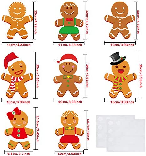Winter Christmas Mini Gingerbread Cut-Outs Versatile Classroom Decoration Gingerbread Cut-Outs with Glue Point Dots for Winter Bulletin Board Classroom School Christmas Party, 5.9 x 5.9 Inch (40 Pcs)