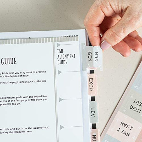 DiverseBee Laminated Bible Tabs (Large Print, Easy to Apply), Bible Tabs Old and New Testament, Bible Study Journaling Supplies, Bible Accessories, Bible Index Tabs, 72 Bible Book Tabs (Petal)