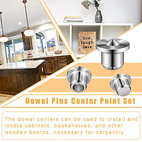 32 Pieces Dowel Pins Center Point Set Solid Hollow Dowel Tenon Center Transfer Plugs Pointed Dowel and Tenon Center Kit for Woodworking Alignment Tool 1/4, 5/16, 3/8, 1/2 Inch (6/8/ 10/12 mm)