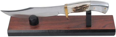 Treasure Gurus Natural Brown Wood Fixed Blade Knife Collection Display Stand Holder Rustic Cabin Home Decor