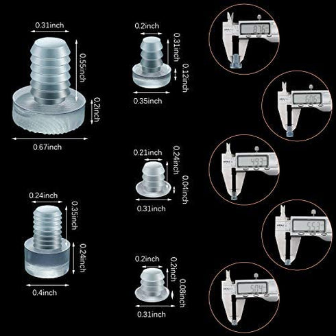 Glass Table Top Bumpers Clear Rubber Table Glass Bumper with Stem 5 Size Clear Anti Slip Pads Non Adhesive Glass Table Rubber Grippers for Table Furniture Cabinet (150 Pieces)