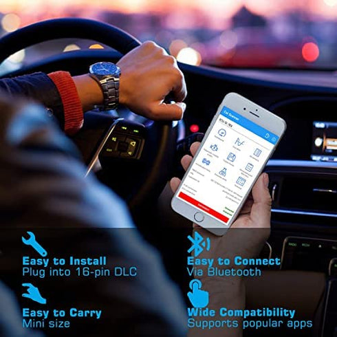 Veepeak Mini Bluetooth OBD II Scanner for Android Only, Auto Check Engine Light Code Reader Car Diagnostic Scan Tool