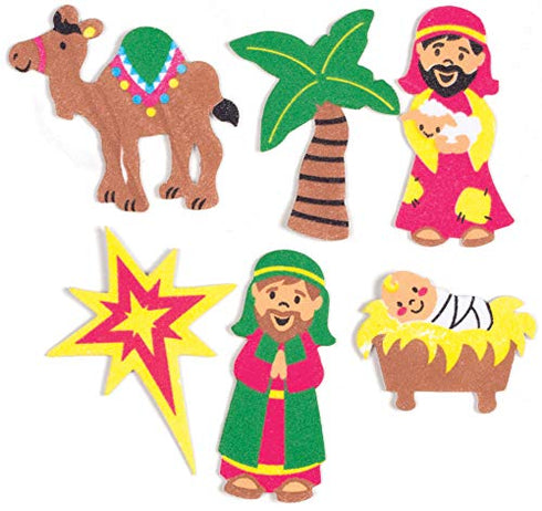 Baker Ross AT136 Nativity Foam Stickers - Pack Of 120, Christmas Arts And Crafts, Assorted