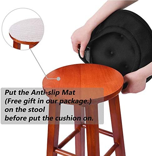 baibu Bar Stool Cushions, Super Breathable Round Bar Stool Cover Seat Cushion Black 12" - One Cushion Only