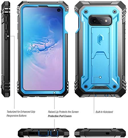 Galaxy S10e Rugged Case with Kickstand, Poetic Heavy Duty Military Grade Full Body Cover, with Built-in-Screen Protector, Revolution Series, for Samsung Galaxy S10e 5.8 Inch (2019), Blue