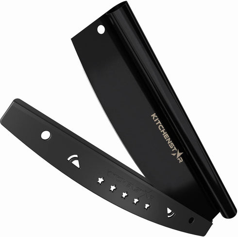 14? Black Non-Stick Pizza Cutter by KitchenStar | Sharp Stainless Steel Slicer Knife - Rocker Style w Blade Cover | Chop and Slices Perfect Portions + Dishwasher Safe Premium Pizza Oven Accessories
