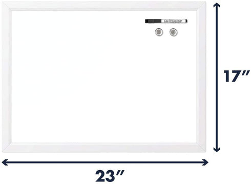 Quartet Magnetic Whiteboard, 17" x 23" Small White Board for Wall, Dry Erase Board for Kids, Perfect for Home Office & Home School Supplies, Dry Erase Marker, Magnets, White Frame (MWDW1723M-WT)