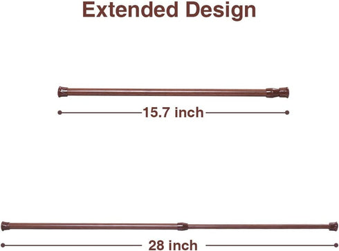 6 Pack Spring Tension Curtain Rod Adjustable Length for Kitchen, Bathroom, Cupboard, Wardrobe, Window, Bookshelf DIY Projects (Wood Grain - 6 Pack,15.7" to 28" Adjustable)