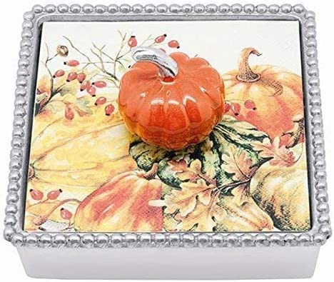 Mariposa Orange Pumpkin Napkin Weight, One Size, Silver