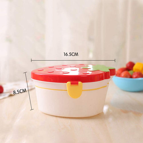 BESTONZON Bento Lunch Box Double Layer Strawberry Shape Food Containers with Cutlery Lunch Container Boxes for Toddler Kids (Random Color)