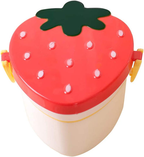 BESTONZON Bento Lunch Box Double Layer Strawberry Shape Food Containers with Cutlery Lunch Container Boxes for Toddler Kids (Random Color)