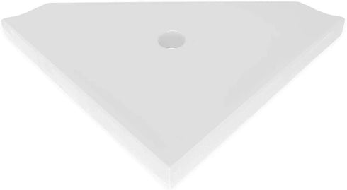 Questech Geo Flatback Bathroom Corner Shower Shelf, Wall Mounted, 8 Inches, Polished Bright White