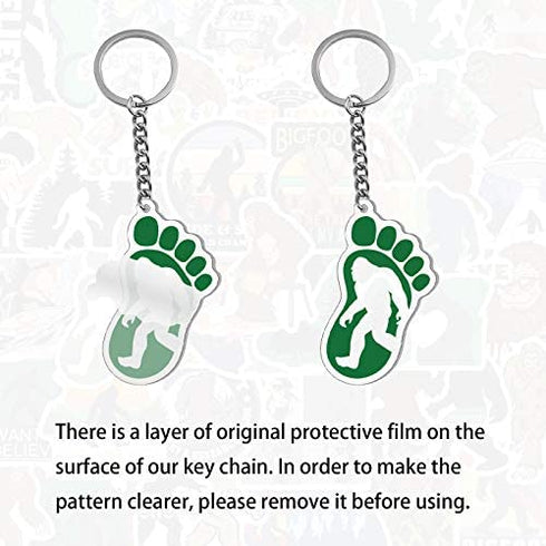 Kilmila Big Cartoon Foot Stickers?50Pcs with Sasquatch Keychain?Gifts Merch Big Cartoon Fans Party Supplies Bogfoot Toys Games Stickers for Skateboard Guitar Bicycle Kids