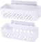 Laigoo 2 Pack Adhesive Bathroom Shelves Organizer Shower Caddy, Strong Plastic No Drilling Wall Shower Shelves Floating Shelf Vanity Organizer Basket(White)