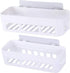 Laigoo 2 Pack Adhesive Bathroom Shelves Organizer Shower Caddy, Strong Plastic No Drilling Wall Shower Shelves Floating Shelf Vanity Organizer Basket(White)