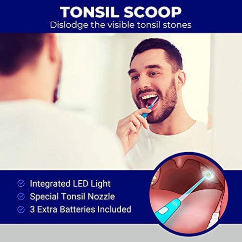 LED Tonsil Stone Remover | Bad Breath Cure | Easily Navigate Tonsil crypts | Tonsil Stones Removal Tool with 3 Interchangeable nozzles | Curettage Pick | Oral Hygiene | ORAVIX