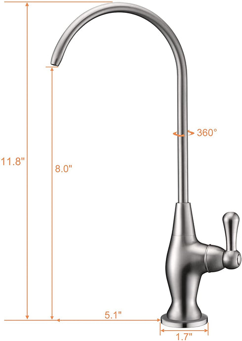 RULIA, Drinking Water Faucet,Water Filtration Faucet,Drinking Water Purifier Faucet, Kitchen Water Filter Faucet, Brushed Nickel, Stainless Steel, RB1032