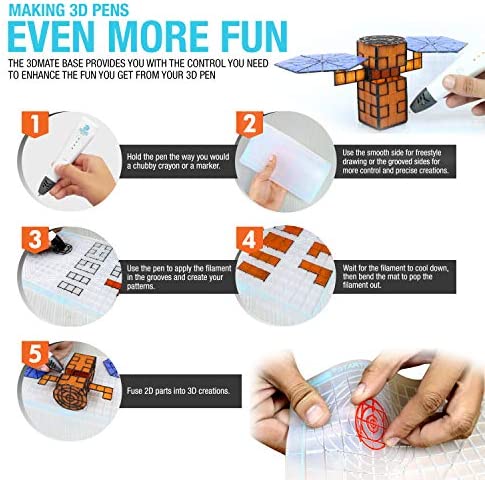 3Dmate Starter - Transparent 3D Pen Mat 9 x 7 Inches - Flexible Two-Sided Heat-Resistant Silicone - 3D Pen Accessories Compatible with Stencils - STEM Activity for Kids, Adults
