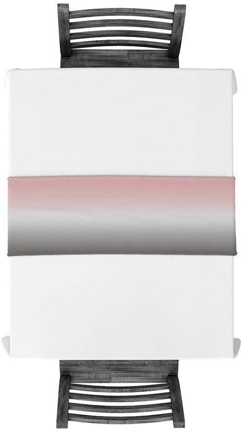 LeoHome Ombre Cotton Linen Rectangle Table Runners 13''x70'', Gradient Pink and Grey Luxury Table Runners for Wedding Party Banquet Dinner Decor