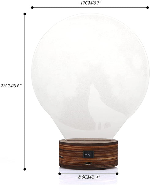 LED Table Lamp Jubapoz 3D Illusion Night Light Desk Lamp USB 3D Illusion Lamp, Acrylic Creative Toys Decorations, Warm White (Wolf)