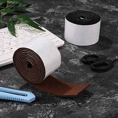 2 Packs Felt Furniture Pads Heavy Duty Felt Strip Roll with Adhesive Backing Adhesive Felt Tape for Protecting Hardwood Floors Chair Wall Protector(120 x 2 x 0.12 Inch,Dark Brown)