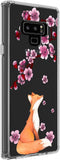 Ftonglogy Cell Phone Case for Samsung Galaxy Note 9, Clear Cute Fox Cherry Blossoms Flower Women Girls Pattern Design Protective Case Cover for Samsung Galaxy Note 9 (Fox)