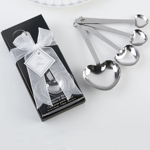 Kate Aspen Love Beyond Measure Spoons, Heart Shaped Measuring Spoons, Stainless Steel, Pack of 4, (13072NA)