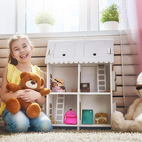 20 Pieces Doll School Supplies Set, Mini Doll Zipper Backpack Doll Books Doll Palette Miniature Paper Clipboard Pencil Rulers and Mat Dollhouse School Accessories Kit for Doll Miniatures Play Set