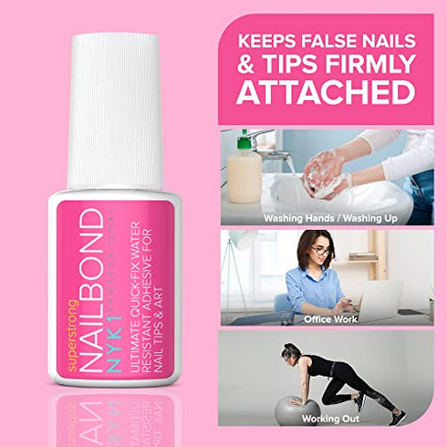 Super Strong Nail Glue For Acrylic Nails, Nail Tips and Press On Nails (8ml) NYK1 Nail Bond Brush On Nail Glue For Press On Nails Long Lasting Acrylic Nail Glue For Nail Tips Fake Nails Nail Glue Gel