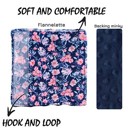 Baby Car Seat Belt Covers, Floral Stroller Seat Strap Covers, Car Seat Straps Shoulder Pads for Girls Boys, Minky Seat Belt Protectors for Car Seats/Pushchair, for Kids Newborn Infants Toddlers