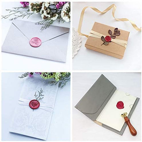 VOOSEYHOME The Heart Wax Seal Stamp with Rosewood Handle, Decorating on Invitations Envelope Sealers Letters Posters Gift Packings for Birthday Themed Parties Weddings Signatures