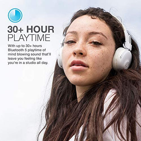 JLab Studio Bluetooth Wireless On-Ear Headphones | 30+ Hour Bluetooth 5 Playtime | EQ3 Sound | Ultra-Plush Faux Leather & Cloud Foam Cushions | Track and Volume Controls | White