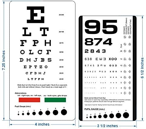 Snellen and Rosenbaum Pocket Eye Chart - Pack of 2 Cards